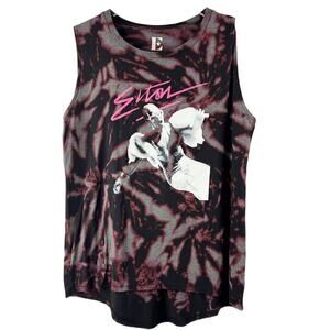 Elton John Black Tie Dye Sleeveless Tank Top T-Shirt Womens Size  XXL